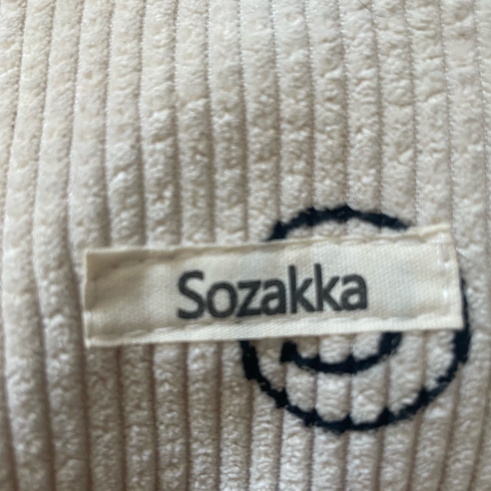 Cream Corduroy Cosmetic Bag With Smiley Face - Picture 2 of 4